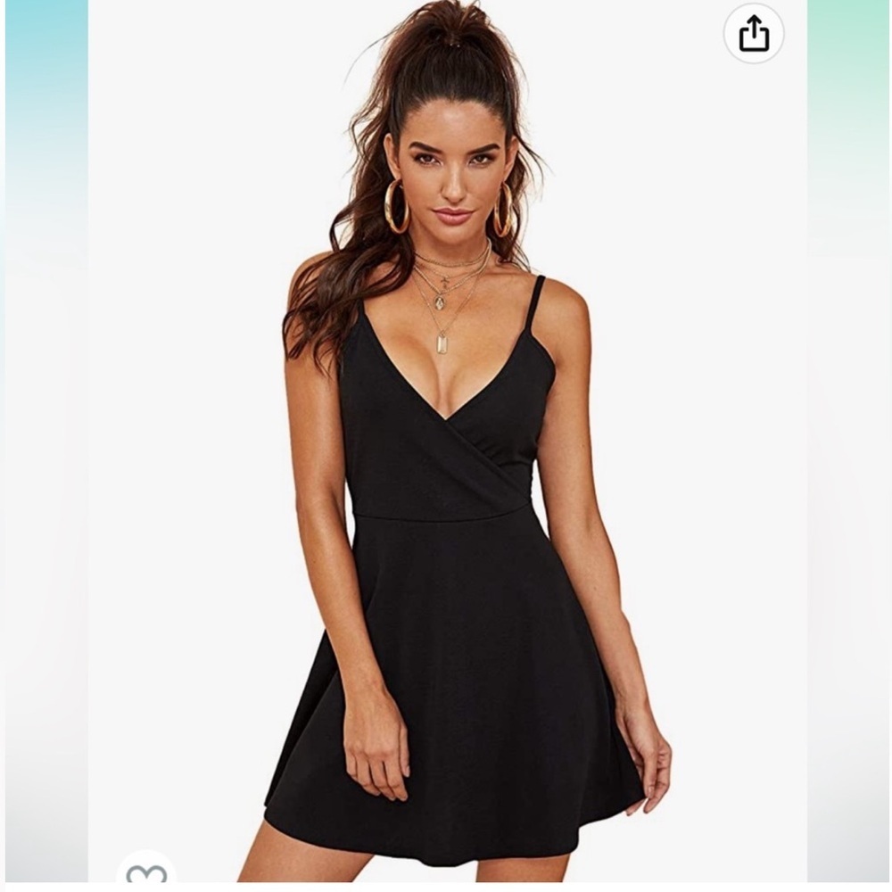 SHEIN Black V-Neck Mini Dress